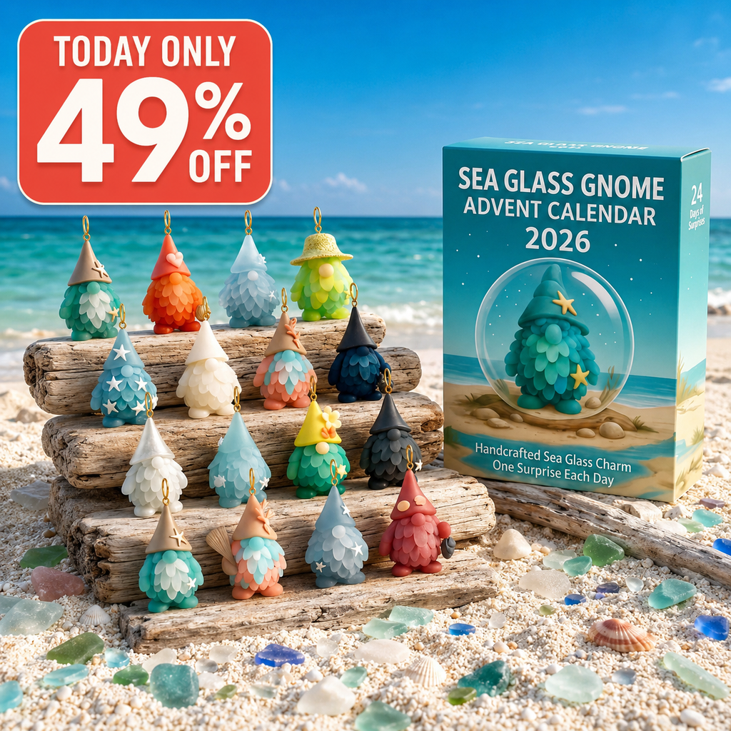 🌊🧝‍♂️ 2026 Coastal Gnome Advent Calendar – 24 Sea Glass Christmas Charms 🎄✨