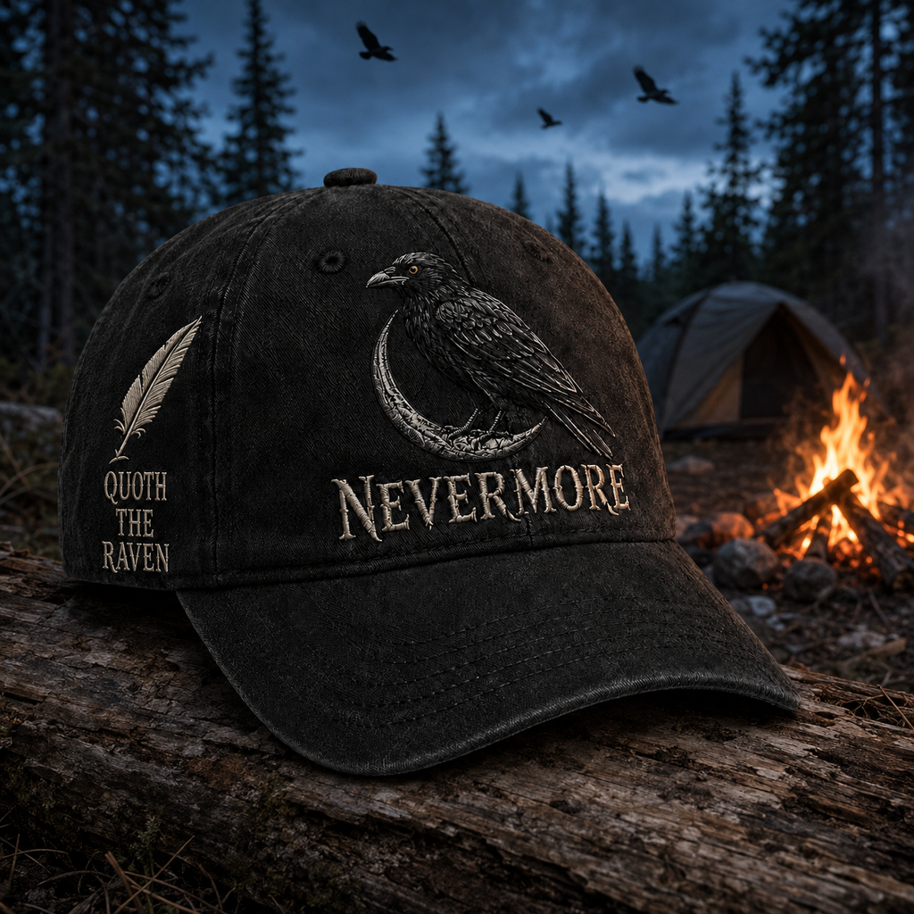 ⬛🐦Nevermore Raven Vintage Cap | Gothic Bird Lover Hat