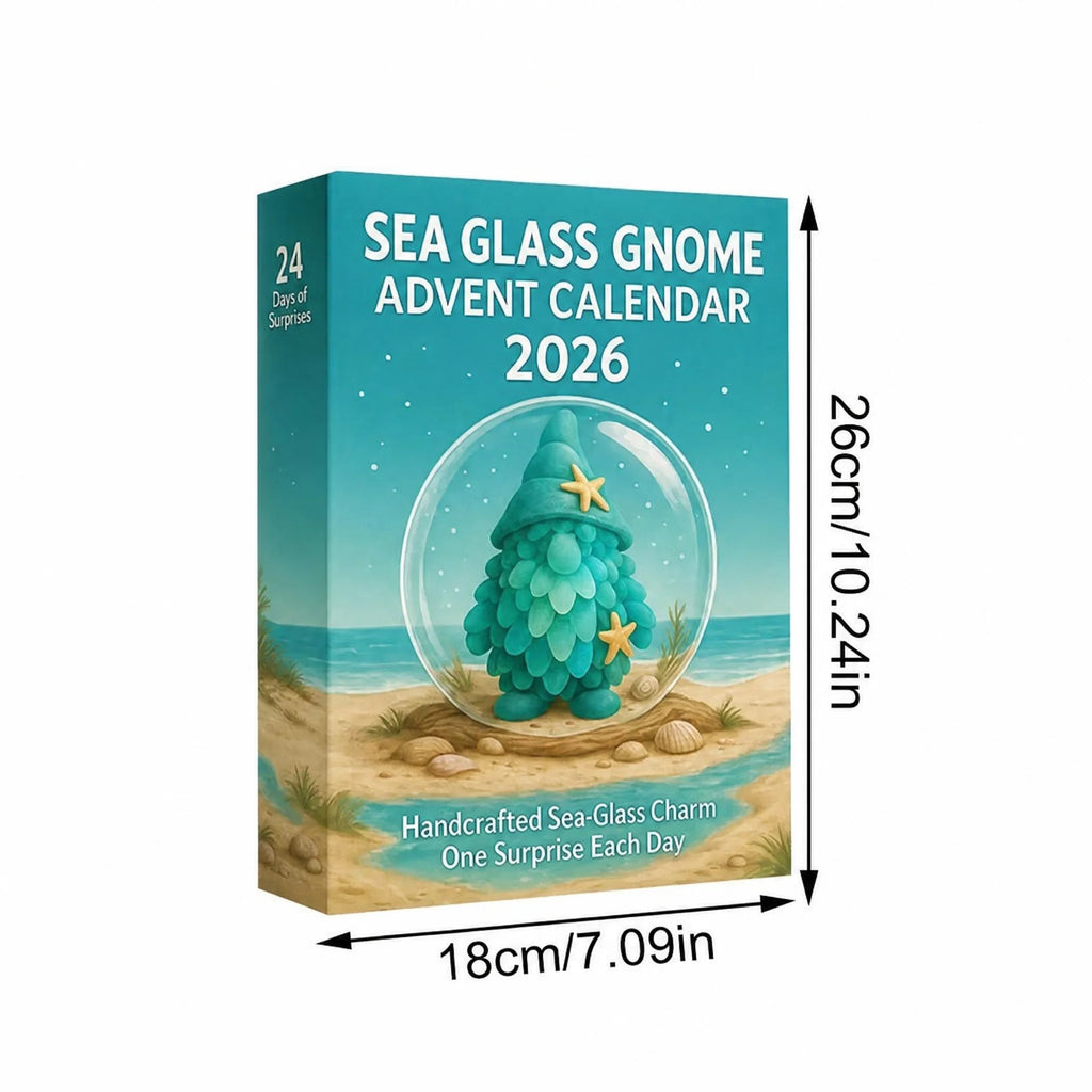 🌊🧝‍♂️ 2026 Coastal Gnome Advent Calendar – 24 Sea Glass Christmas Charms 🎄✨